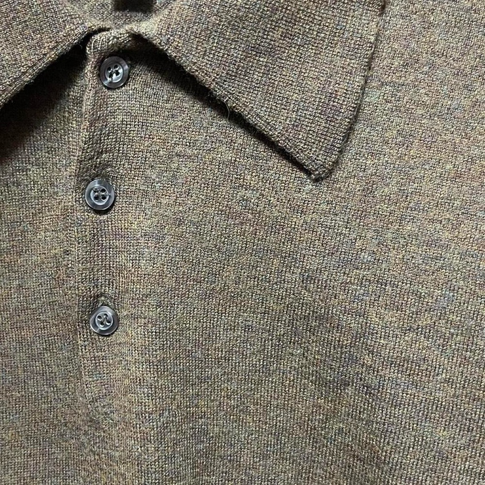 Vintage 90s pronto Uomo made in Italy collared formal preppy brown polo sweater - Picture 2 of 4